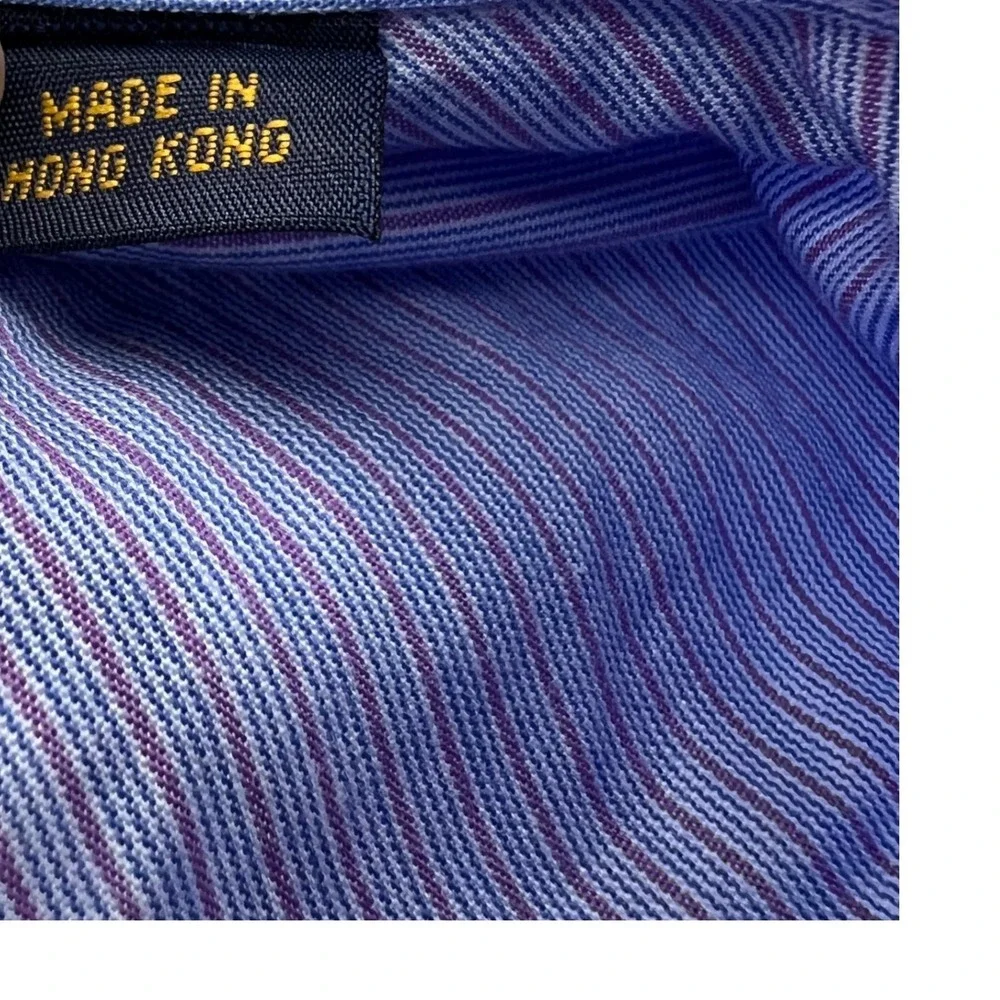 Tommy Hilfiger American Classics Blue Purple‎ Striped Dress Shirt 17.5 32-33